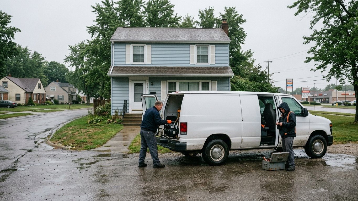 Water damage restoration work in Pittsfield Township, Michigan